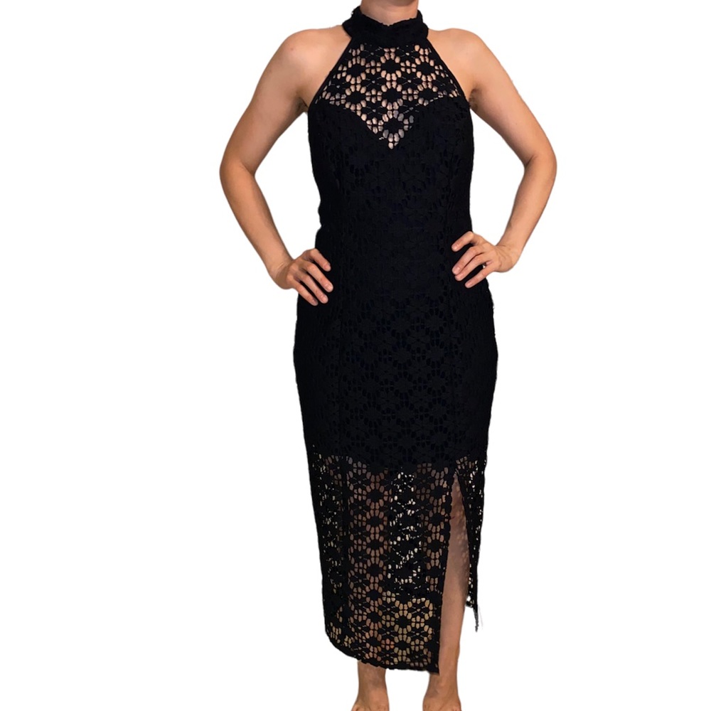 Vintage Expo Nite Halter Black Dress Size 6